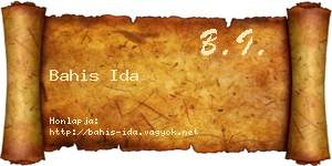 Bahis Ida névjegykártya